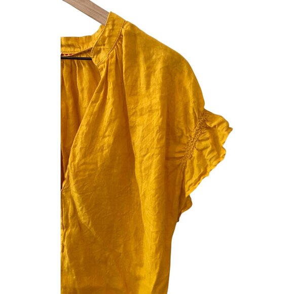 Anthropologie The Tatum Linen Flutter-Sleeve Blouse by Pilco Size Large - Picture 4 of 10